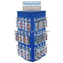 Varejo de presentes para loja de varejo de cor azul personalizado com 4 vias em metal Pegboard Display Spinner chaveiro
